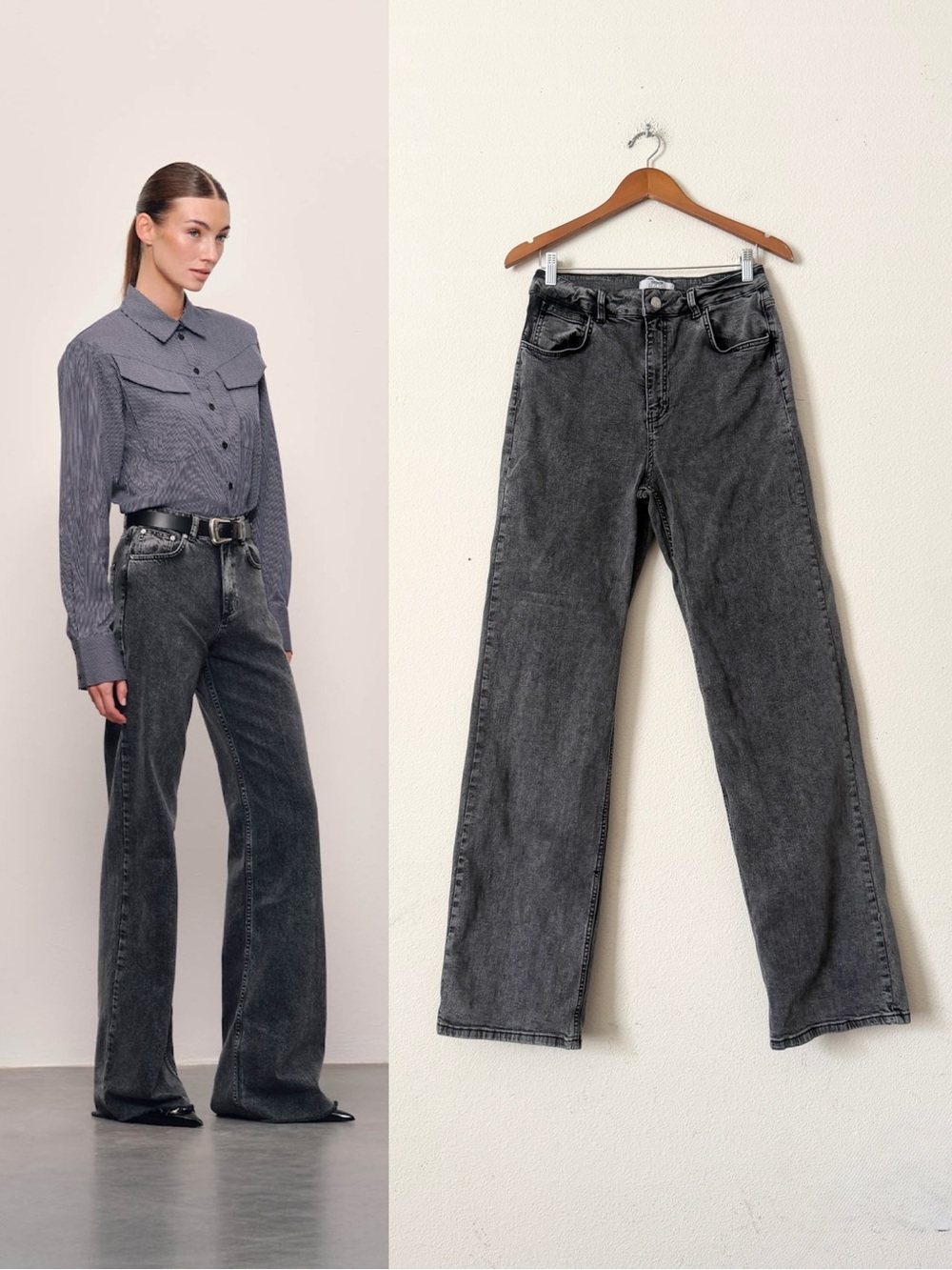 Raere by Lorena Rae SIZE 28(?) Mara high rise 34” wide leg jeans in grey denim